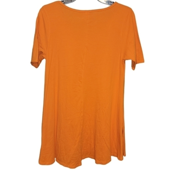 Lularoe size small orange short sleeve tee shirt tunic top slits on sides. - Picture 3 of 6
